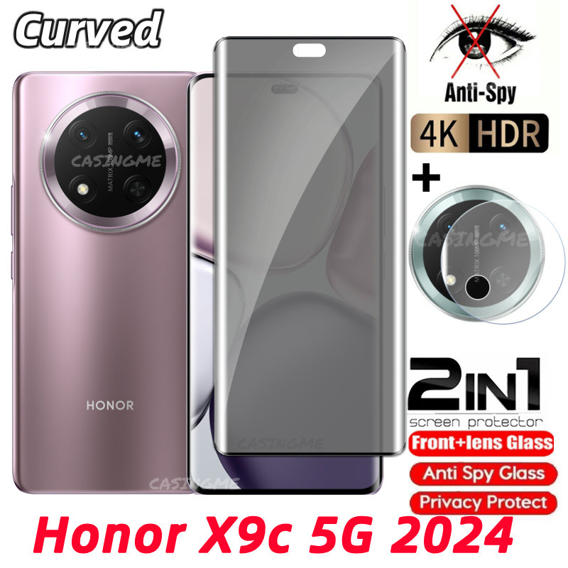 Honor X9c 5G 2024 Anti-Spy ความเป็นส่วนตัวโค้งคลุมทั้งหมดกระจกนิรภัยป้องกันหน้าจอฟิล์มส่วนตัวสําหรับ Honor X9c HonorX9c X9b X9a abc 9c 5G 4G 2024 ฟิล์มความเป็นส่วนตัว