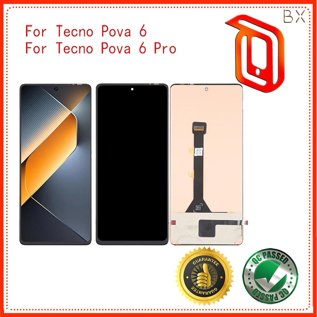 AMOLED 6.78 "สําหรับ Tecno Pova 6 Pro 5G LI9 จอแสดงผล LCD Touch Digitizer กรอบสําหรับ Infinix Tecno 
