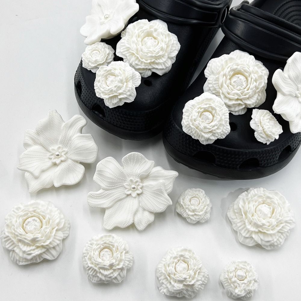 อุปกรณ์ตกแต่งรองเท้า 8 ชิ้น สำหรับรองเท้าชายหาด ดอกไม้ที่ถอดออกได้ อินเทรนด์ DIY คลิปหัวเข็มขัด เพื่ออุปกรณ์เสริมรองเท้า - รูปที่ 4