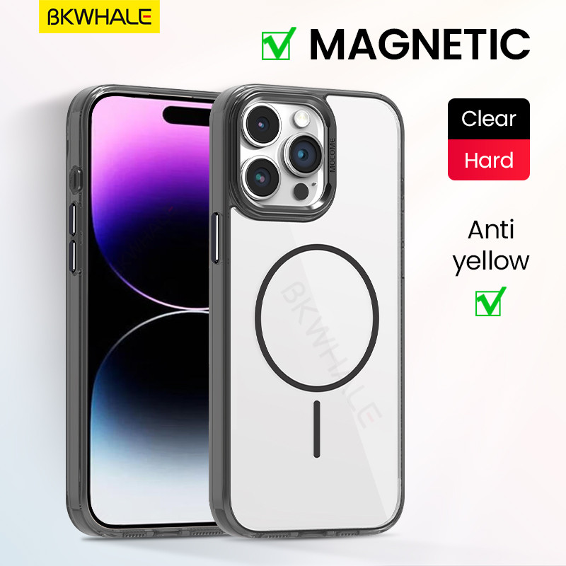 BKWHALE แม่เหล็กโปร่งใสเคสโทรศัพท์สําหรับ iPhone 15 Pro Max 14 Pro Max 13 Pro Max 12 Pro Max 11 Pro Max 15Plus 14Plus Clear ปกหลังกันกระแทกปลอก