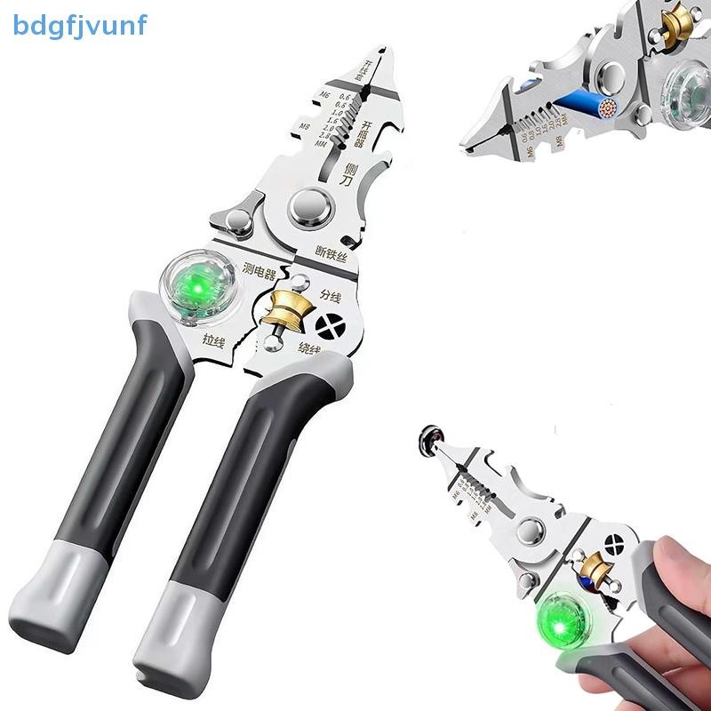 BDGF 10 IN 1 เครื่องปอกสายไฟแบบพับได้พร้อมคีมวัดไฟฟ้าสําหรับตัดดึงสายไฟช่างไฟฟ้ากรรไกร TH