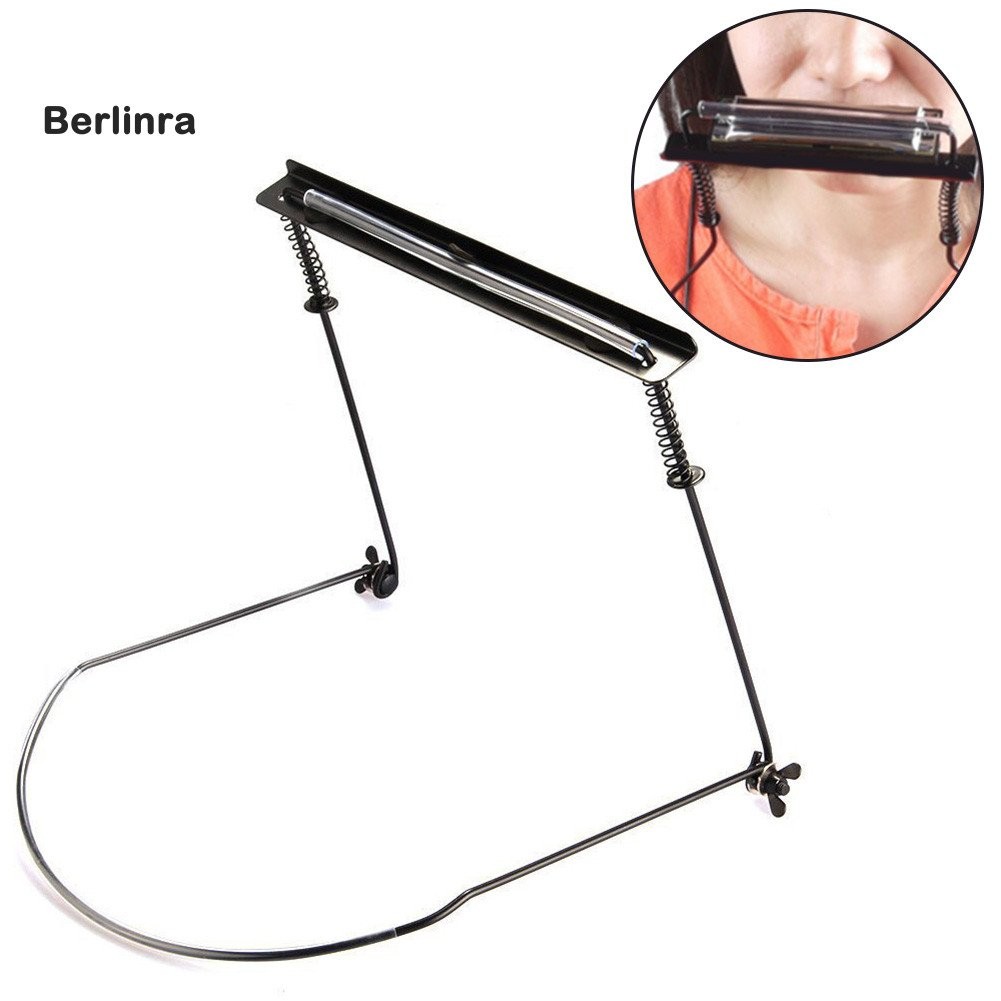 Ber Adjustable Mouth Organ Hang Neck Holder Stand 10 Holes Harmonica Metal Bracket
