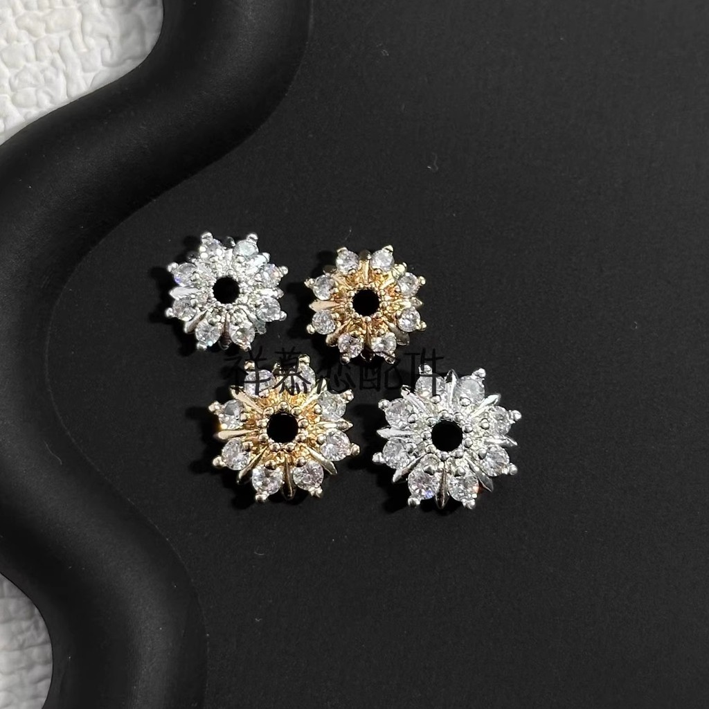 Spacer 14K Light Gold Diamond Snowflake Receptacle