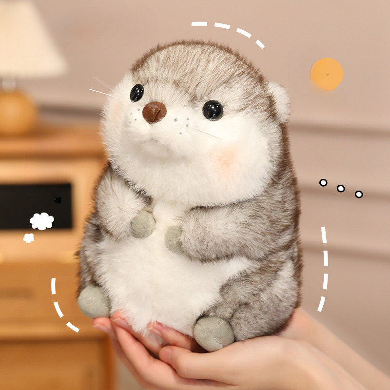 น่ารักเหมือนจริงนากของเล่นตุ๊กตายัดไส้อ้วนหางใหญ่นากตุ๊กตาโคซี่อบอุ่นกอดสัตว์ของขวัญ
