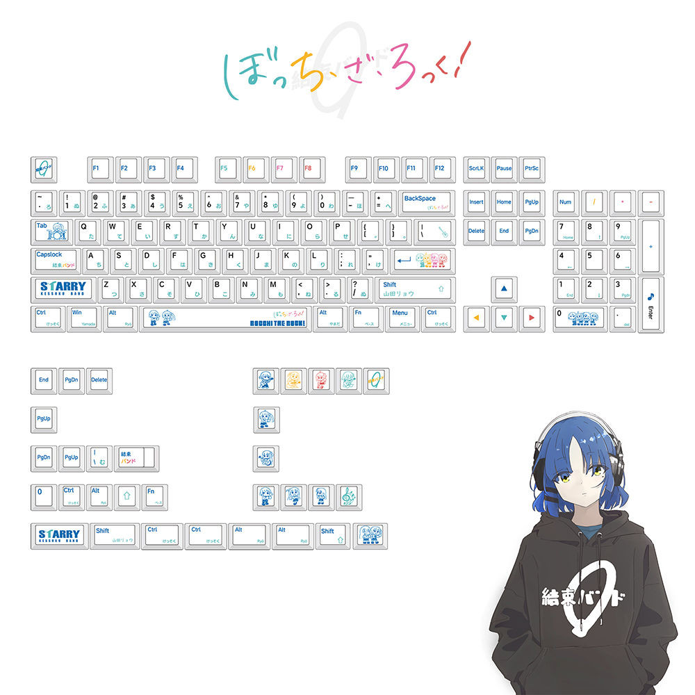 Yamada Ryo Keycaps 136 คีย์โปรไฟล์เชอร์รี่ PBT Dye Sublimation Wooting60 MAD60 Blue Aula F75 Simple 