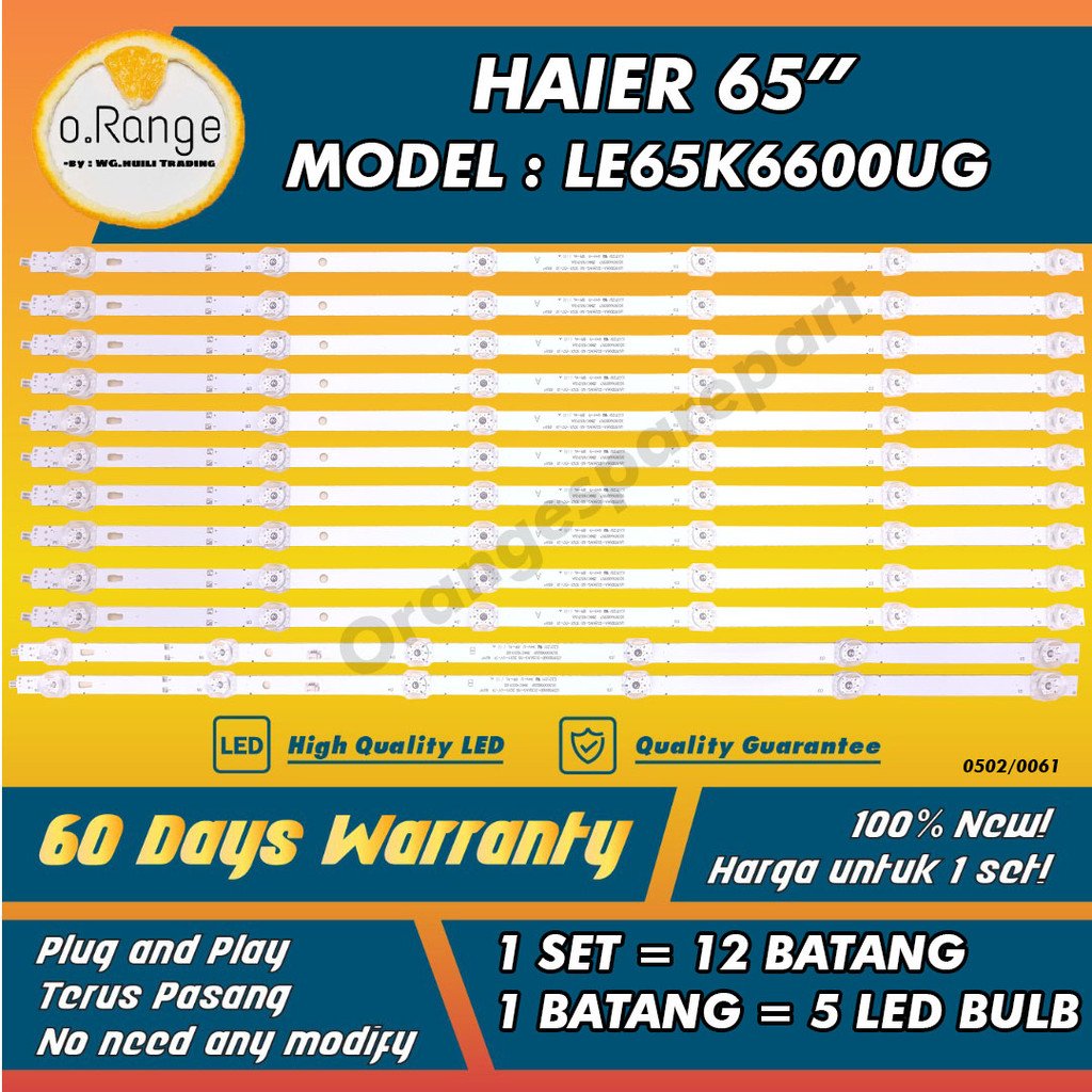 โคมไฟ 65") LE65K6600UG (TV HAIER 65 INCH LED TV BACKLIGHT LE65K6600 Mla9 " (โคมไฟ)