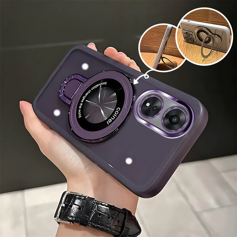 สําหรับ OPPO Reno 8T 4G 5G เคสโทรศัพท์ U Shield Bracket Soft Case Cover เลนส์รวมทุกอย่างใหม่สีม่วงเคสโทรศัพท์กันกระแทก QWERTA
