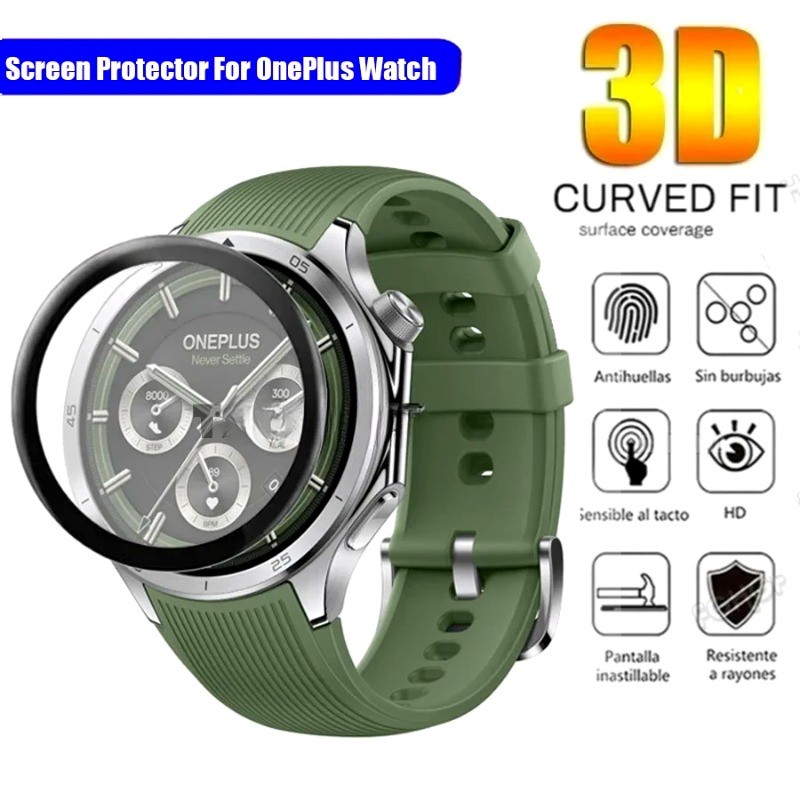 3 ชิ้น 9H Anti-Shock ฟิล์มกระจกนิรภัยสําหรับ OnePlus Band นาฬิกา 2 2R (eSIM) HD โค้งสีดําสําหรับ One