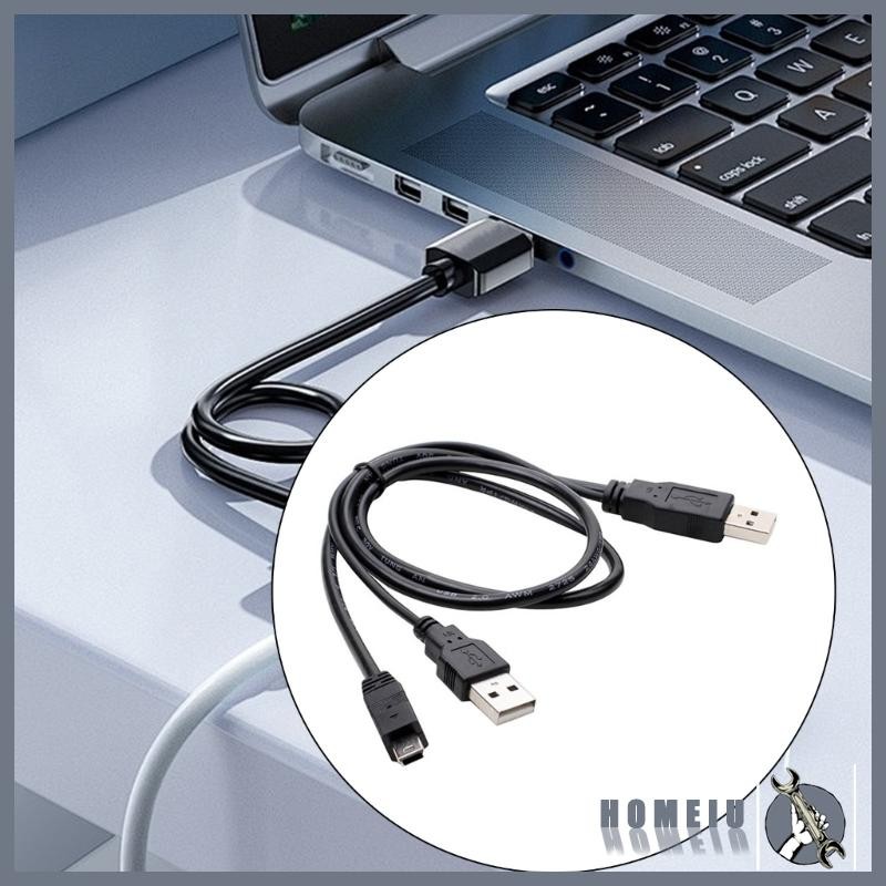 HOMEIU Mini 5Pin to Two USB A Male Splitter Power Solution สําหรับฮาร์ดดิสก์ขนาด 5 นิ้ว 2 ช่อง
