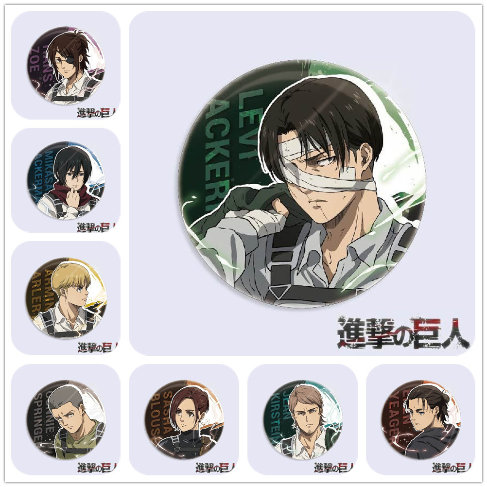 เข็มกลัดAckermanLevi,Armin,ErenจากAttackOnTitan พร้อมใช้งานในการคอสเพลย์และการสะสม
