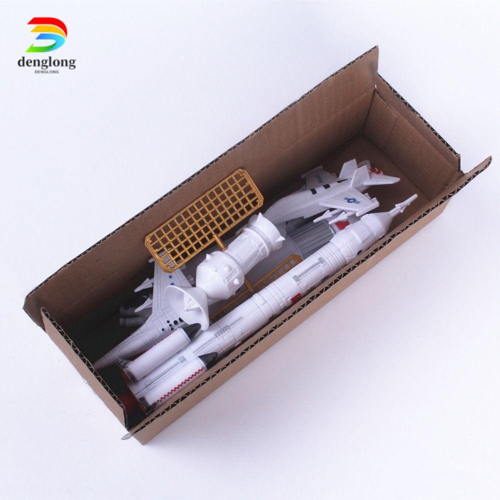 DENGLONG 7 ชิ้น/เซ็ต Space Exploration Rocket ชุดของเล่น, Early Education Plastic Mned Flight Set, Cosmic Satellite Entertainment Toys แบบจําลองจรวด