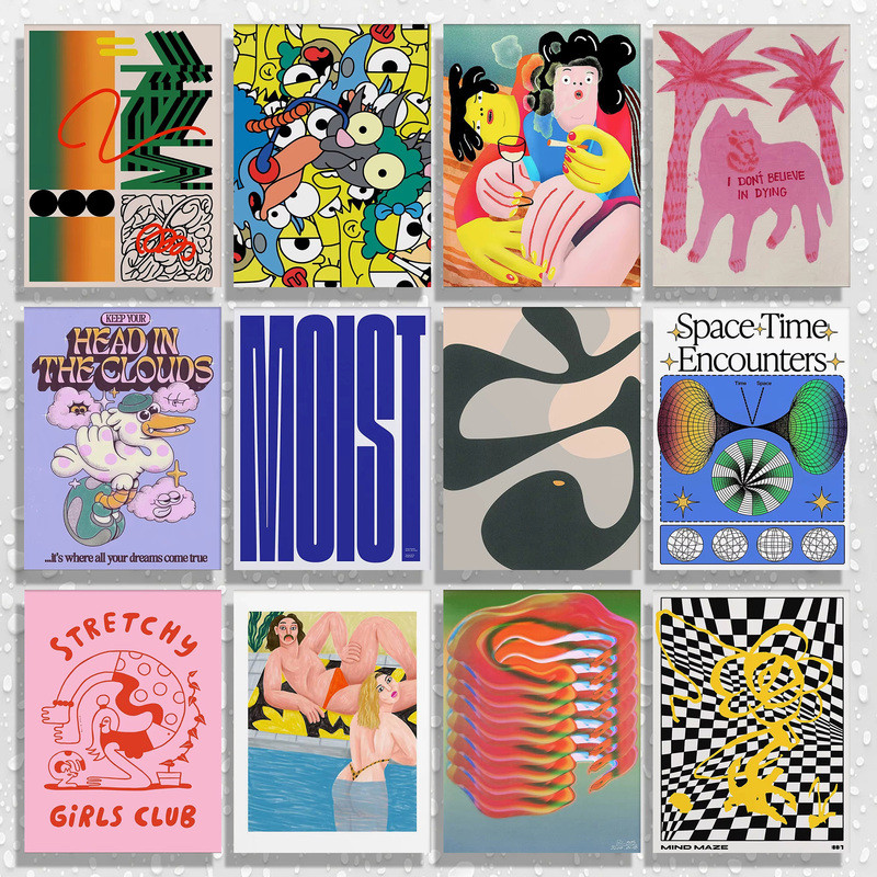 Vintage บทคัดย่อคลาสสิกโปสเตอร์ Retro Mind Maze พิมพ์ Mid Century Wall Art ภาพวาดผ้าใบสําหรับ Club ห้องนั่งเล่นตกแต่งบ้าน Frameless