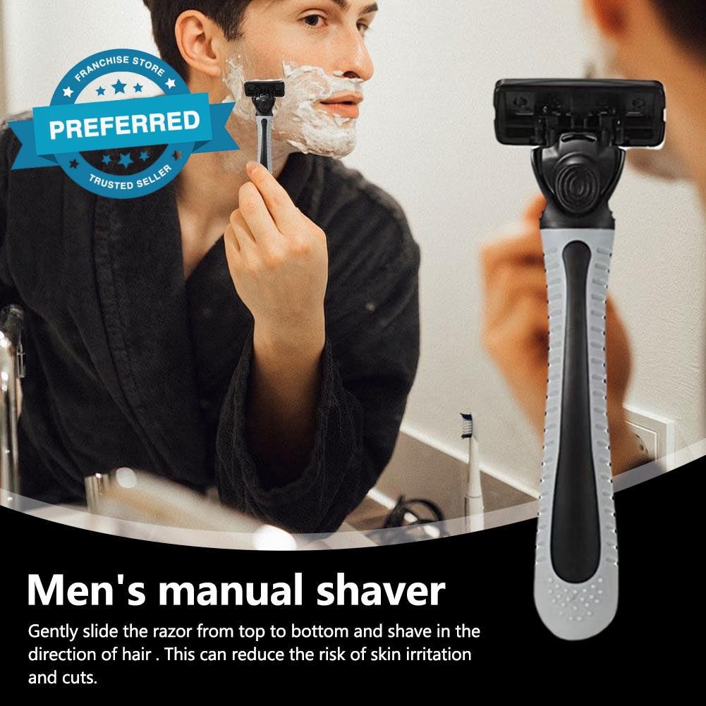Triple Manual Razor Shaver Razor Mens Face Shaver Frame Head Blade Old-fashioned Y8b9