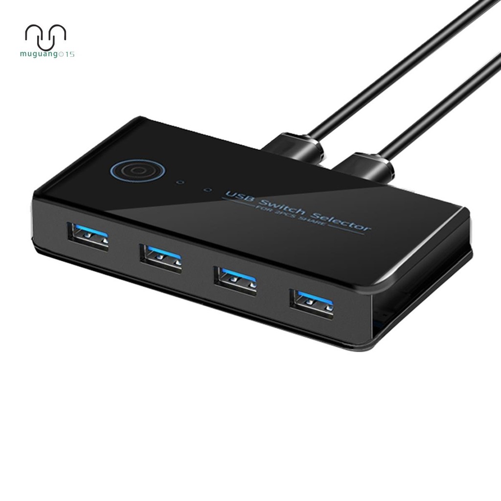 USB KVM Switch USB Shared Switcher 2 in 4 Out สําหรับแล็ปท็อปพีซีคีย์บอร์ดเมาส์เครื่องพิมพ์ USB Swit