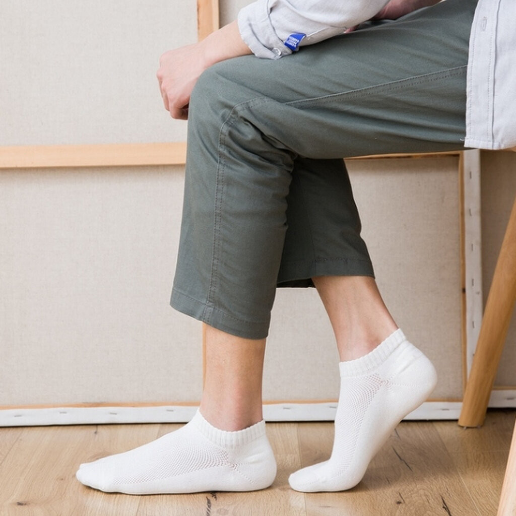 ถุงเท้าข้อสั้นพอดีตาตุ่มผู้ชาย #32 ตาข่ายระบายอากาศด้านบน ผ้าฝ้าย 80% สีพื้น เนื้อนุ่ม สไตล์มินิมอล คุณภาพดีมาก - รูปที่ 7