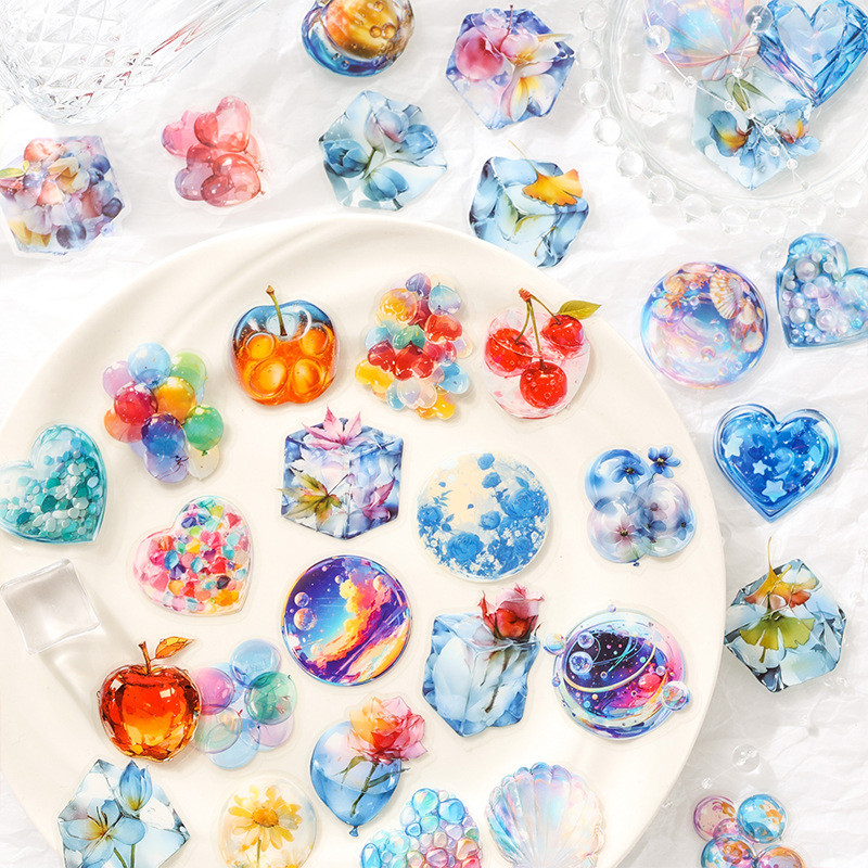 Journamm 20 ชิ้น PET สมุดภาพสติกเกอร์ผลไม้หัวใจสติกเกอร์ตกแต่งสําหรับ Scrapbooking งานฝีมือ Junk Journal ไดอารี่สติกเกอร์