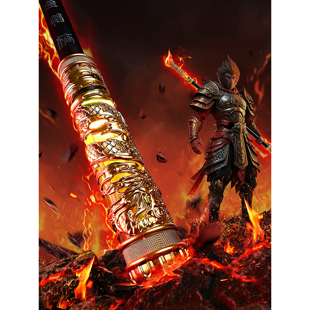 Sun Wukong Ruyi Jingu Bang Sound-Controlled อัตโนมัติ Retractable ดาบเลเซอร์ของเล่นเด็กชาย Magic Flu
