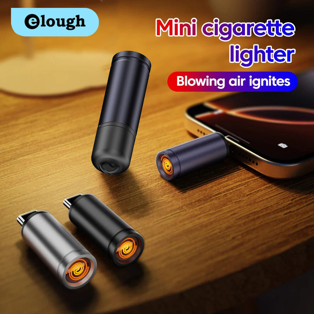 Elough Type C Mini ไฟแช็กไฟแช็กกันลมกลางแจ้งเป่าบุหรี่อะแดปเตอร์ไฟแช็ก USB-C ไฟแช็ก – โปรปัง