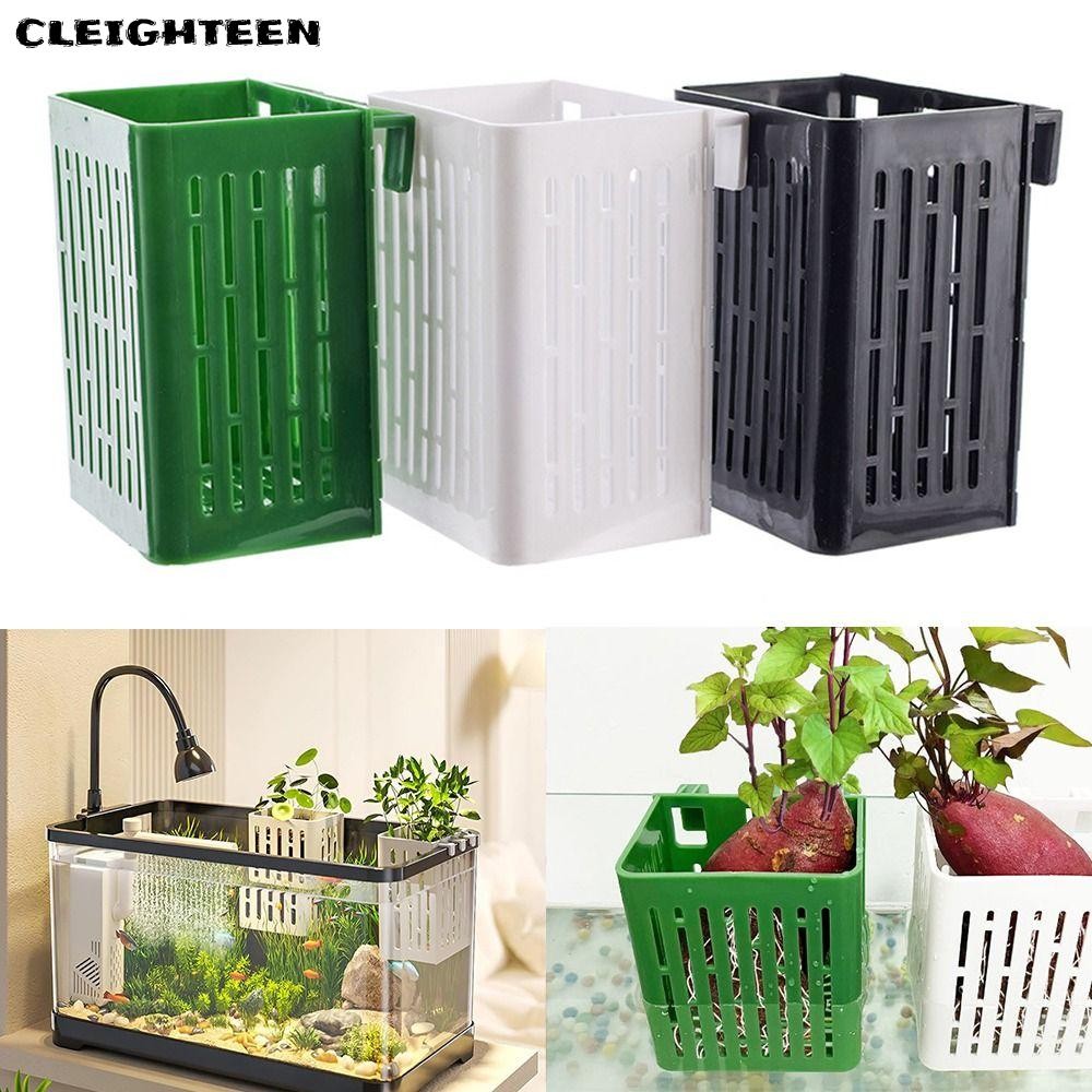 Cleighteen แขวนผู้ถือพืชตู้ปลา, ปลูกถังหม้อแก้วถังปลา Hydroponic ตะกร้าปลูก, พร้อมตะขอ Hydroponic ภูมิทัศน์อ่างล้างหน้าถังปลาพืชถ้วยสําหรับถังปลา
