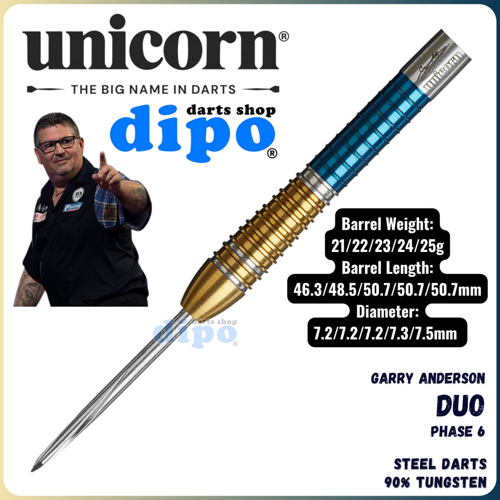UNICORN GARY ANDERSON PHASE 6 DUO (World Champion 90% Tungsten) -  UNICORN Steel Darts