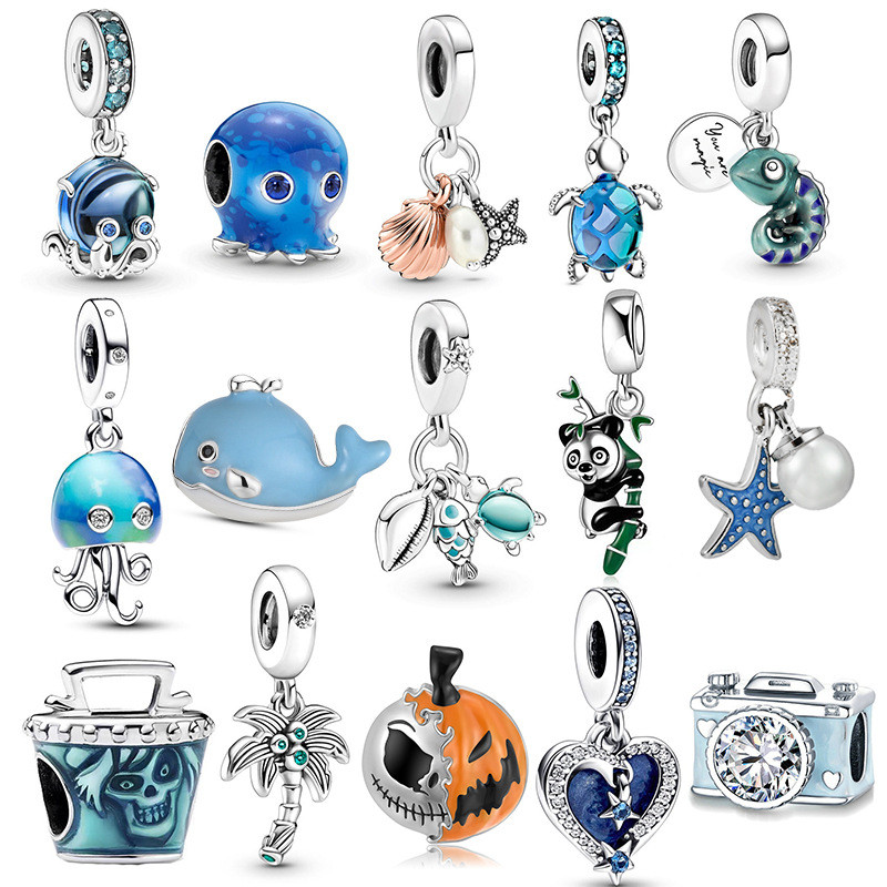 PAN Charm Beaded Cute Octopus Dolphin Pearl Shell Hand Beaded Pendant