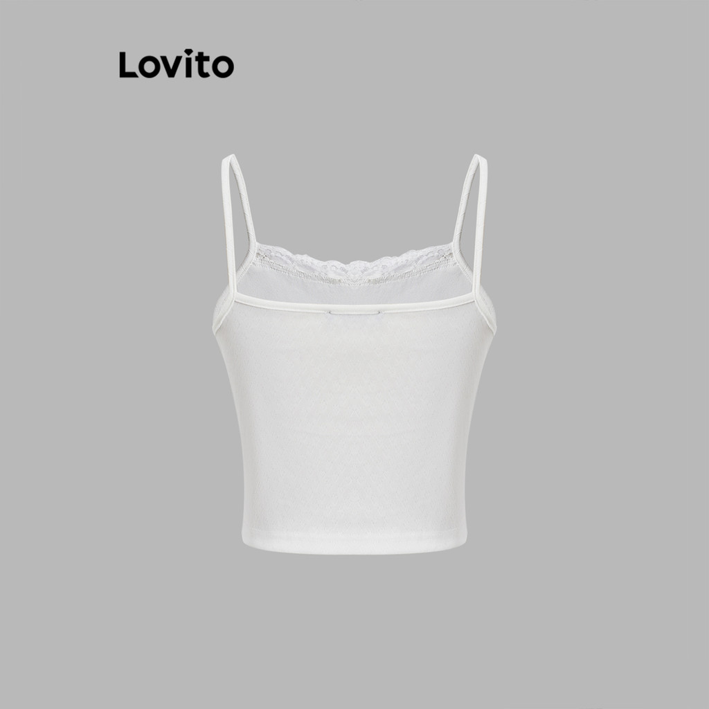 Lovito เสื้อสายเดี่ยว สีพื้น แต่งโบว์สุดคิ้วท์  สำหรับผู้หญิง  L118ED504 ราคา ถูกที่สุด ดีลบีเคเค แกลเลอรีภาพที่ 3
