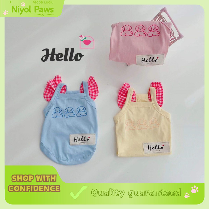ลูกไม้ตัดเสื้อกล้ามสัตว์เลี้ยงสําหรับสุนัขแมวเท็ดดี้บิชอนฤดูร้อนระบายอากาศยืดชุด