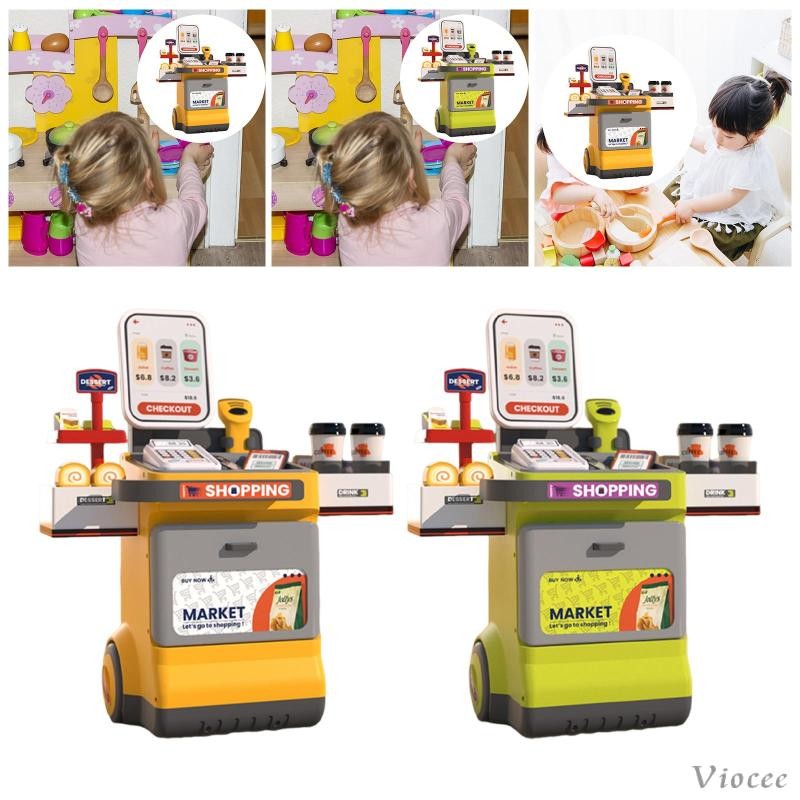 [Viocee] Register Playset Toy for Kids Grocery Game Food Set Gift Shopping Cart Educational Store Su