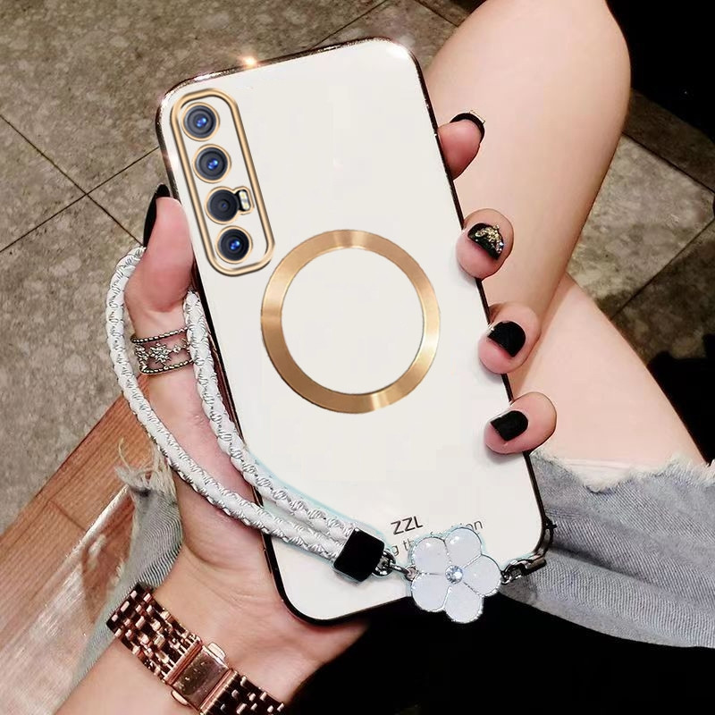 ปลอกOppo Reno 3 pro OPPO Reno 3 เคสโทรศัพท์Electroplating Soft Case Softกันกระแทกชาร์จไร้สายแม่เหล็กดูด + ฟรีเชือกเส้นเล็กDDSWX01 - รูปที่ 4