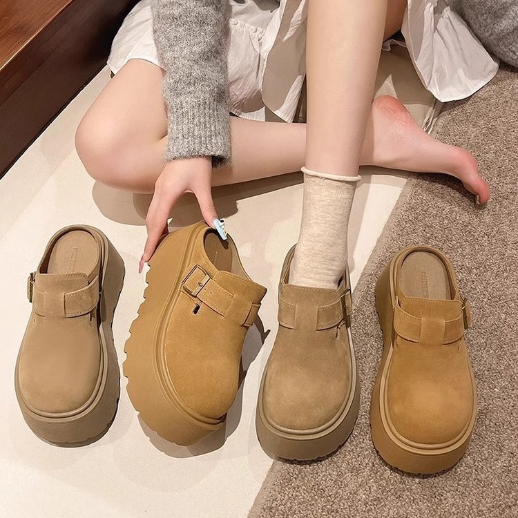 ดาวพฤหัสบดี/Shoes  รองเท้าลำลองพื้นหนา รองเท้าแตะครึ่งส้นปิดหัว สวมง่ายนุ่มสบาย.