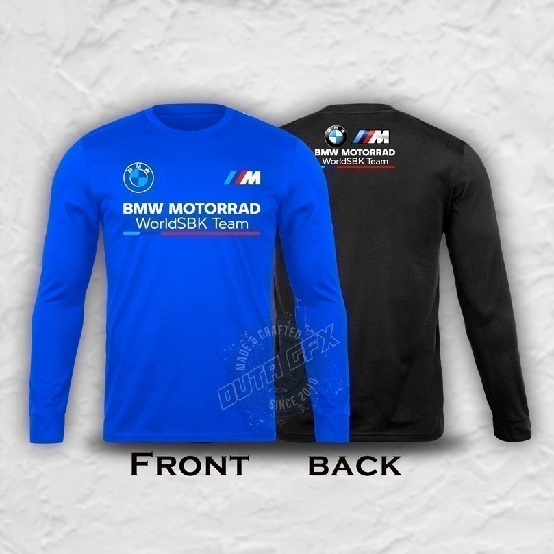 แฟชั่น BMW 2025 Motorrad Tshirt WSBK Team Long Sleeves 100% Cotton [Ready Stock] Tee Shirt