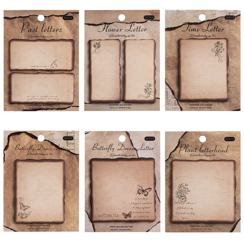 30 แผ่น Elegant Burnt Edge Letterhead Series กระดาษโน้ตมัลติฟังก์ชั่น Memo Pad โรงเรียนนักเรียนแบบพกพา Sticky Notes