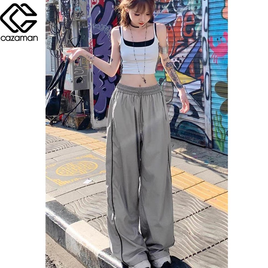CAZAMAN OVERSIZED กางเกงคาโก้ ทรงกระบอก เนื้อผ้าวอม มีเชือกผูกเอว ผ้าใส่สบาย ทรงหลวม X30 ราคา ถูกที่สุด ดีลบีเคเค แกลเลอรีภาพที่ 7