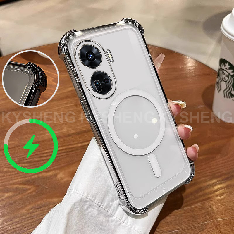 สําหรับ OPPO Reno 11 12 13 Pro Reno 12F 13F 5G เคสโทรศัพท์ TPU แหวนบางชาร์จแม่เหล็กสี่มุม anti drop โปร่งใส soft shell 011 ราคา ถูกที่สุด ดีลบีเคเค แกลเลอรีภาพที่ 2
