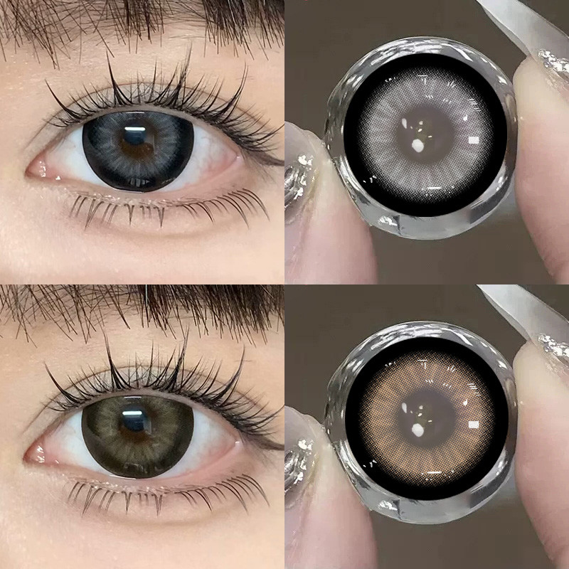 1 คู่สีเทาสีน้ําตาลเครื่องสําอางคอนแทคเลนส์สี Natural Big Eye Kaylens Softlens 14.5 มม.
