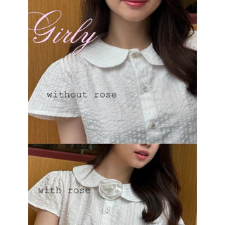 พร้อมส่งครบสี 💓Girly Top เสื้อเชิ้ตปกบัวเเขนตุ๊กตา / dressylismm