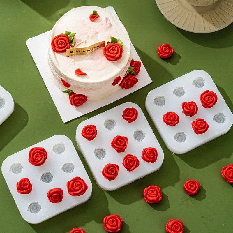 3D Rose แม่พิมพ์ซิลิโคนช็อกโกแลตเค้ก F Ondant เบเกอรี่เครื่องมือ - รูปที่ 6