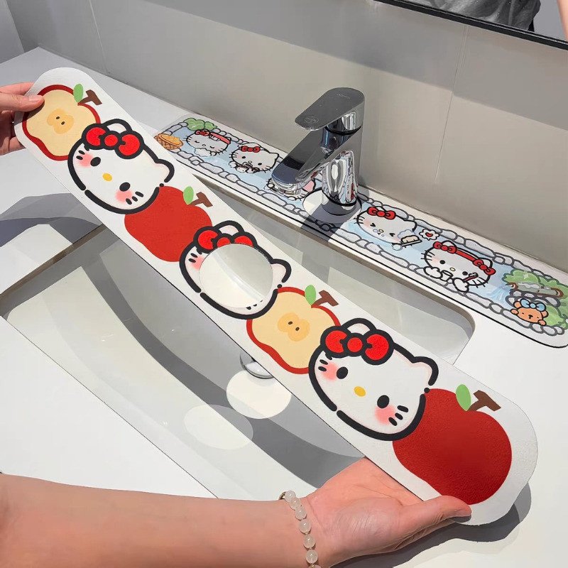 เสื่อท่อระบายน้ําแมวลาย แผ่นรองจาน การดูดซึมน้ําแผ่นอ่างล้างจานอุปกรณ์ครัว