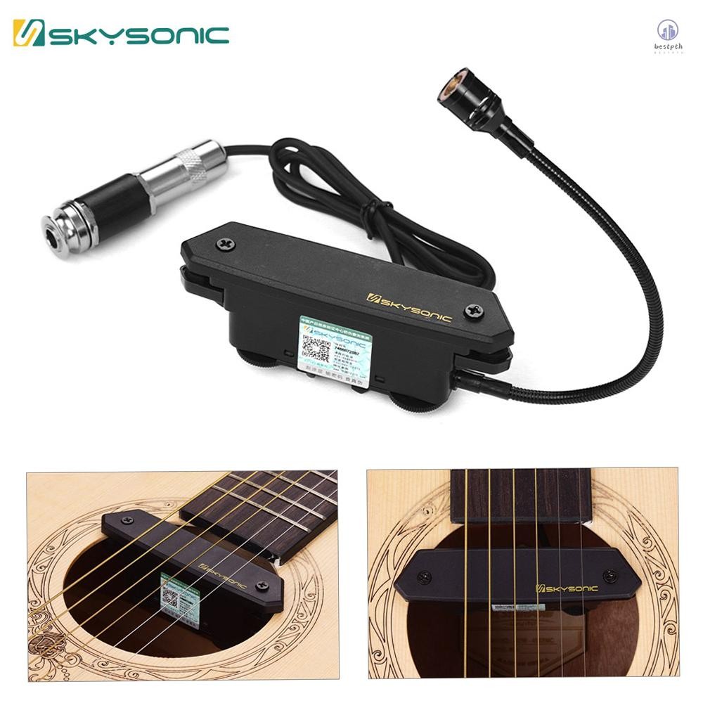 SKYSONIC T-902 กีต้าร์โปร่ง Active Soundhole Pickup Magnetic + ไมโครโฟนระบบรถกระบะคู่พร้อมระบบควบคุมระดับเสียงสําหรับกีตาร์พื้นบ้านคลาสสิก (ไม่รวมแบตเตอรี่)