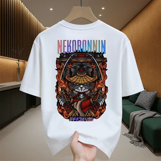 เสื้อยืดผู้ชาย เสื้อยืดเท่ๆ คอกลม-แขนสั้น สกรีนลายสุดเท่ เสื้อยืดผู้ชายอ้วน สตรีทแฟชั่นชายสุดฮิต โอเวอร์ไซส์ สีดำเท่ๆ