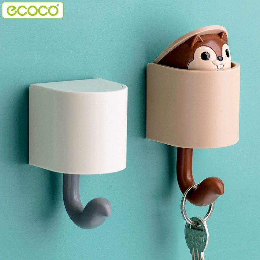 Ecoco ตะขอแขวนติดผนัง ตะขอแขวนหัวกระรอก ที่แขวนของ ที่แขวนกุญแจ แขวนร่ม ที่แขวนอเนกประสงค์