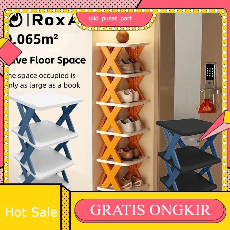 Roxart ชั้นวางรองเท้า Organizer ชั้นวางรองเท้าวางซ้อนกันได้หลายชั้นแบบพกพา