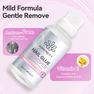 BORN PRETTY 50ml กาวเล็บ Remover Acetone-ฟรี 3S Fast สอดใส่กดบนเล็บกาว Remover กาวติดเล็บปลอม Debonder