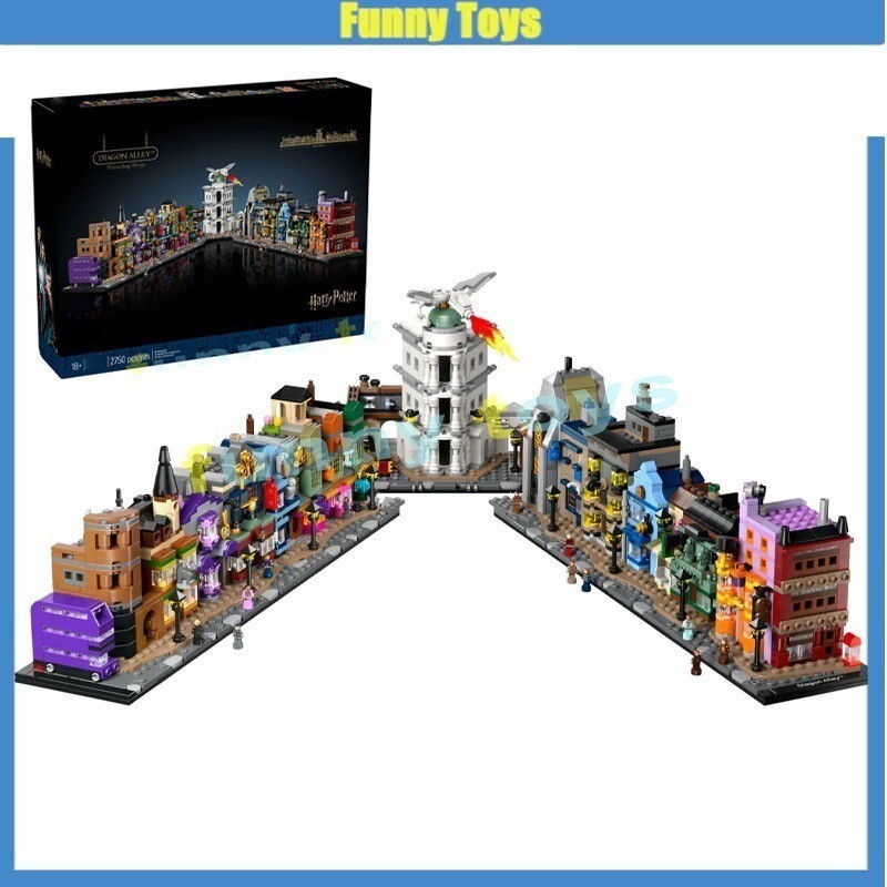 76444 Diagon Alley Wizarding Shops Building Blocks Street View Architecture ของเล่นสําหรับของขวัญเด็