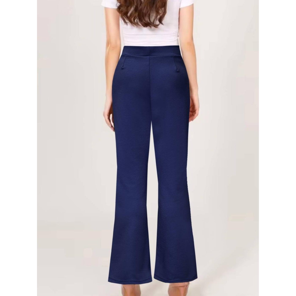 กางเกงขาม้า เนื้อผ้าใส่สบายระบายอากาศได้ดี รุ่นยอดฮิต เอวสูง มีกระเป๋าในตัว เก็บพุง เอวยางยืด ผ้าวูลเวฟ เนื้อหนาไม่บาง - รูปที่ 4