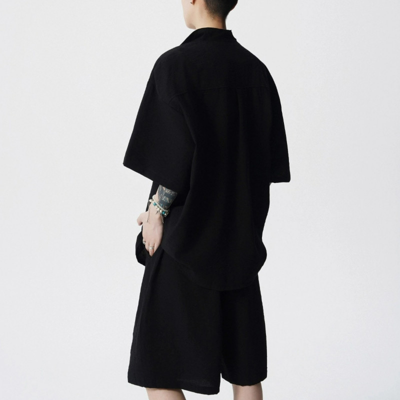 M-8XL ชุดเกาหลีสำหรับผู้ชาย ขนาดพิเศษ สไตล์ยีนส์ พร้อมเสื้อยืดแขนสั้นและกางเกงขาสั้น ราคา ถูกที่สุด ดีลบีเคเค แกลเลอรีภาพที่ 8