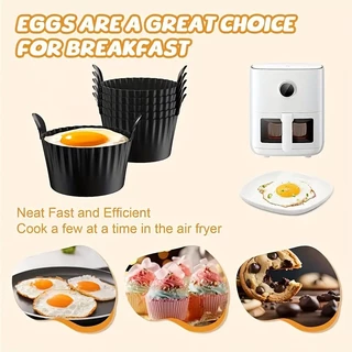 3pcs ซิลิโคน Air Fryer ไข่ Poacher Cupcake ถ้วยเบเกอรี่นํากลับมาใช้ใหม่ Non-Stick Ramekins สําหรับ Air Fryer เตาอบ Air Fryer ซิลิโคนตะกร้า