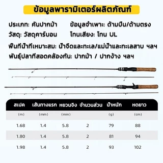 คันเบ็ดตกปลา UL 1.68ม. 1.8ม.,คันเบ็ดจิ๊กกิ้งคาร์บอนไฟเบอร์แข็งแรงมากๆละเอียดอ่อนเต็มไปด้วยความยืดหยุ่นหมุนน