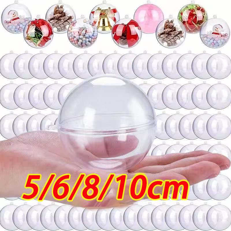 5/6/8/10 ซม.คริสต์มาส Hollow Ball Pendent เครื่องประดับ/พลาสติกโปร่งใสแขวนลูก/เติมต้นคริสต์มาสแขวน Globs