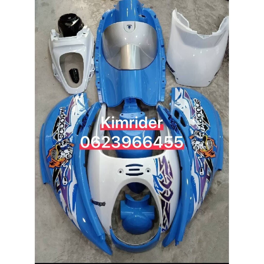 ชุดสี สกู้ปปี้ ไอ ตัวเก่า เฟรม Honda scoopy i old model รถปี 2009-2011 ครบชุด 15 ชิ้น สีฟ้าขาวบอร์นล